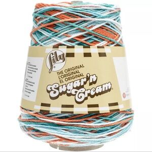 Lily Sugar'n Cream Cotton Cone Yarn, 14 oz, Ahoy Ombre, 1 Cone NEW